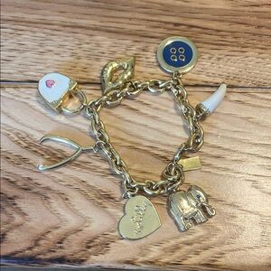 Lilly Pulitzer Gold Make a Wish charm bracelet with seven Lilly charms